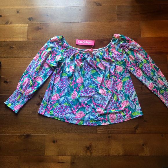 NWT lilly Pulitzer off shoulder top L - Picture 1 of 4